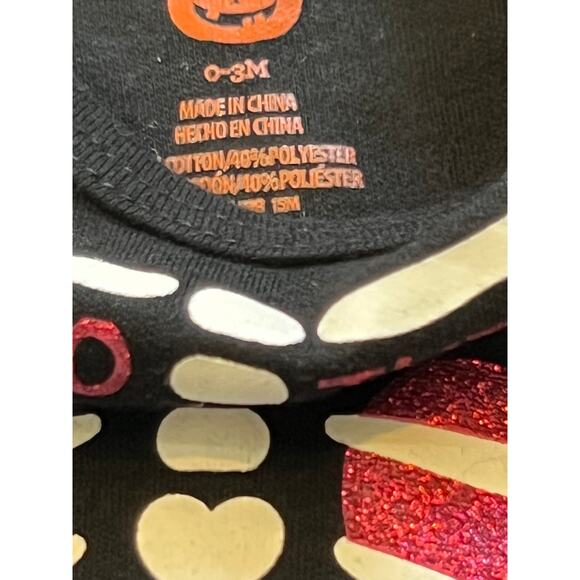 BABY GIRLS HALLOWEEN GLITTER HEART SKELETON ROMPER SIZE 0/3M - Picture 2 of 2